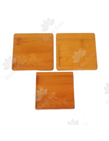Set de posavasos en bambú 9x9